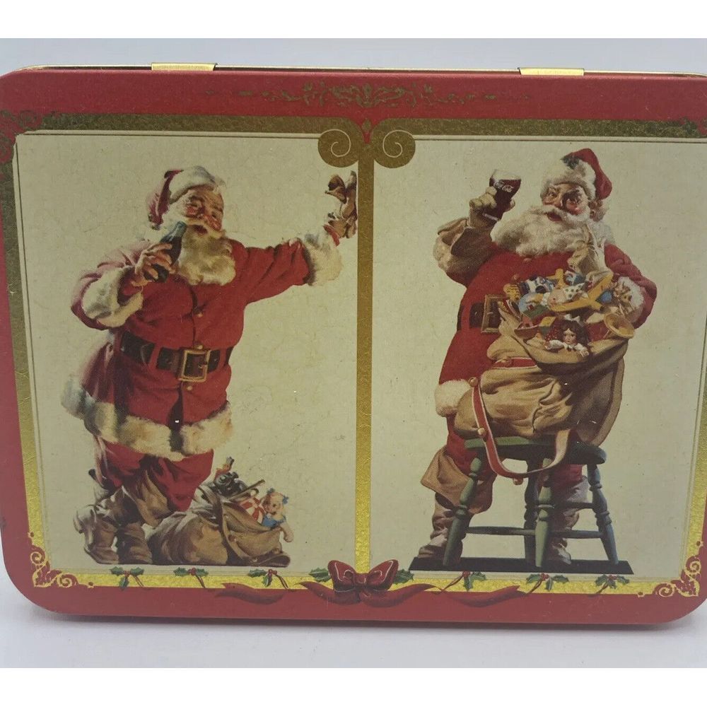 1995 Coca Cola Nostalgia Playing Cards 2 Decks Vintage Tin Retro Santa Christmas